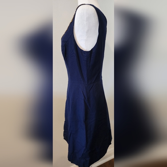 Lilly Pulitzer Navy Dress with Gold Beaded Neckline. Size 6. VGUC - Picture 4 of 6